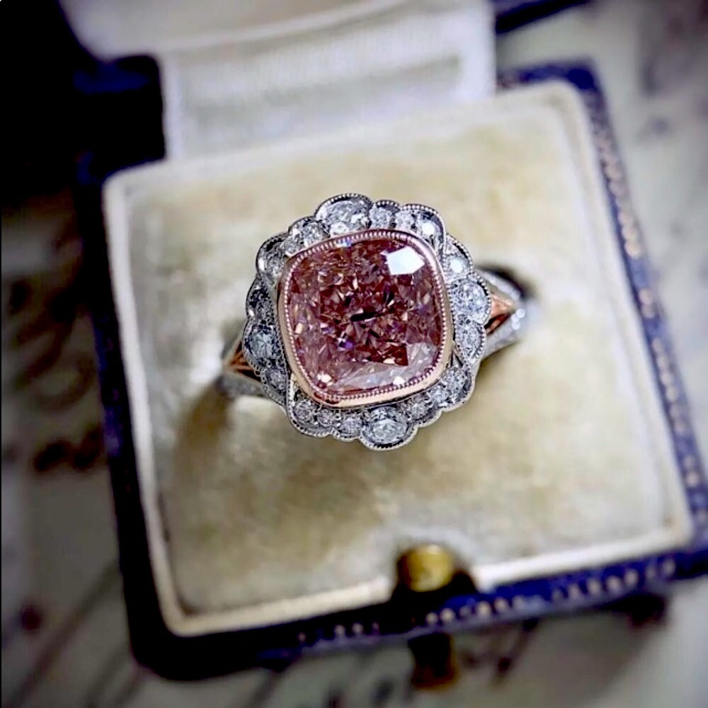 - 🌷 Pink Sapphire Princess Cut with White Sa…